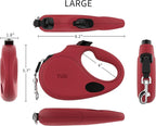 TUG Oval 360° Tangle-Free Retractable Dog Leash with Integrated Waste Bag Dispenser (Large, Red)