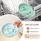 Elevated Ceramic Slow Feeder Cat Bowl, 6.3'' Wide Whisker Friendly | Slow Eating 5x, Anti Vomit Shallow Slow Eating Cat Dish, 3.7" H Raised Cat Puzzle Feeder for Dry and Wet Food, 6.3" X 1.2"