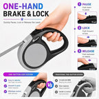 Double Retractable Dog Leash for Two Dogs Up to 115 lbs - 18.6 ft Coupler Leashes for Small Medium Dogs - One Locked System, Non Slip Grip, Tangle Free (Grey)