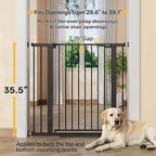 InnoTruth 29.6-39.1 in Wide x 35.5 in High Extra Tall Baby Gate, Black | Indoor Metal Dog Gate for Stairs and Doorways, Auto Close Walk Through Door for Pets, Double Lock, Pressure or Hardware Mount