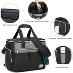 Dog Travel Bag for Pet Kit for Supplies with 2 Food Storage Containers 2 Collapsible Bowls 1 Feeding Mat 1 Dog Treat Pouch 7-Piece Set Perfect Road Trips Camping Weekend (Black)