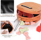 Dog Poop Bag Holder for Leashes- Dog Treat Pouch with Waterproof Zipper,Puppy Training Small Bag with Carabiner & Bungee Toggle,Two Pockets for Dry or Wet Treats-Pet Travel Walking Essentials (Orange)