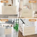 SPACEANY Reinforced Retractable Baby Gate or Mesh Dog Gate,Easy to Use for Stairs, Doorways, Hallways, Indoor, Outdoor, Wide Pet Gate 33.5" Tall, Extends to 55" Wide, Cream