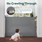 Babepai Retractable Baby Gates for Stairs, Retractable Dog Gate for Indoor/Outdoor Use | Child Gates for Doorways, Deck, Porch, Hallways, Patio (Grey, 55" Wide × 34" Height)