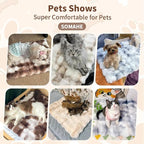 SOMAHE Cat Bed, Plush Faux Fur Kneading Flat Mat - Machine Washable Fluffy Pet Bed for Indoor Cats, Non-Slip Small Kitten Bed, Therapeutic Knead Cat Mat for Couch & Window Sill, 23"×15" Inch,Brown