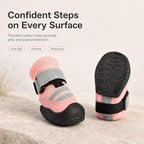 Dog Boots, Waterproof Dog Shoes with Reflective Straps, Rugged Anti-Slip Sole Paw Protectors for Medium Large Dogs, Breathable Pet Booties for Hot Pavement, Snow, Hiking, 4Pcs