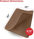 iPrimio Cat Litter Trapper Mat, Waterproof, Double Layer, 30" x 23", Brown | Double layer honeycomb traps scattered litter while the waterproof base blocks urine. Soft on paws and empties in one pour.