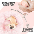 Himax 26in Covered Medium Dog Bed with Blanket Attached Calming Burrow Pink | Anti-Anxiety Donut dog bed with cover, Washable Round Fluffy Pet& Cat Beds