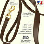 Viper Biothane K9 Working Dog Leash Waterproof Lead for Tracking Training Schutzhund Odor-Proof Long Line with Solid Brass Snap for Puppy Medium and Large Dogs, 10ft Dark Chocolate Brown