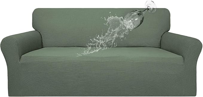 Easy-Going 100% Waterproof Couch Cover, 3 Cushion Couch Slipcover for Sofa | Leakproof Sofa Cover, Stretch Jacquard Furniture Protector Against Stain Spill from Kids, Pets, Dog (Sofa, Grayish Green)
