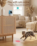 ALIOBC Pet Camera with Phone App Laser Toy 2K Cat Camera no Subscription | Auto Tracking Night Vision 355° Pan 2-Way Audio Dual-Band WiFi Indoor Pet Cam （Sky Blue）