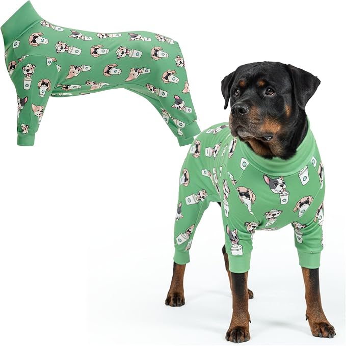 Spark Paws Dog Pajama, Dog Recovery Suit Male, Onesie, Ultra-Soft and 4-Way Stretch, for Small Medium and Large Breeds - Pup Cup - 4XL