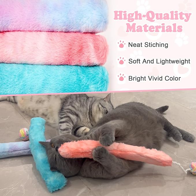 Cat Kicker Toy Large 3pcs, Cat Catnip Toys with Bell | Interactive Kitten Toys for Indoor Cats 14.6in/37cm