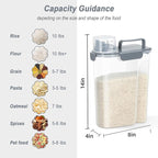 LEAWALK Airtight Rice Storage Container, 7-10Lbs Cereal Dry Food Flour Bin, Pet Dog Cat Food Dispenser with Measuring Cup, BPA Free Plastic Kitchen and Pantry Organization Bin for Sugar-Gray