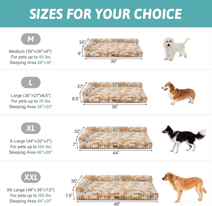 COZY KISS Faux Rabbit Fur Extra Large Dog Bed – 48"x35" Orthopedic Foam Couch with Sides, Removable Washable Cover & Waterproof Lining, Grey