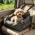 PAWZ Road Dog Car Seat for Small Medium Dogs, Waterproof Booster Bed | Dog booster car seat with dual safety belts, side storage pocket, waterproof leather, soft PP cotton for travel and home