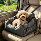 PAWZ Road Dog Car Seat for Small Medium Dogs, Waterproof Booster Bed | Dog booster car seat with dual safety belts, side storage pocket, waterproof leather, soft PP cotton for travel and home