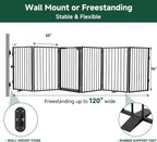 Snagle Paw Metal Freestanding Dog Gate with Door,120” W x 36” H Dog Fence with Support Feet for Doorways, Stairs and Hallways, Portable Pet Gate for Indoor Use (6 Panel, Black)
