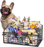 Dog Toy Bin Toy Basket Metal Storage Box with Handles Dog Organizer Chew-Proof Dog Toy Box Blankets Leashes Chest Puppy Dog Toy Storage Container Home Decor Pet Toys Dog Cat