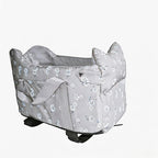 Center Console Dog Car Seat for Small Dogs 5-15 lbs, Gray | Portable Puppy Armrest Booster with Anti-Collapse Support, Washable Fluffy Cushion and Pillow,