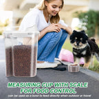 TBMax Dog Food Storage Container 5-7 lbs, Airtight Cat Food Container with Larger Spout & Measuring Cup, Portable Pet Food Storage Dispenser for Small Animal Kibble Storage, Bird Seed Container