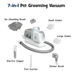 7-in-1 Dog & Cat Grooming Vacuum - Stop Fur & Anxiety at Grooming Time - with Quiet Dog Nail Grinder, Deshedding Dog Brush & Dog Hair Trimmer, Pet Hair Vacuum, 2L Dustbin