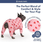 Spark Paws Dog Pajama, Dog Recovery Suit Male, Onesie, Ultra-Soft and 4-Way Stretch, for Small Medium and Large Breeds - Pink Hearts - 5XL