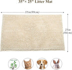 VIVAGLORY Cat Litter Mat Softgrip Litter Trapping Mat, 35"× 25", Beige | Litterbox Rug Box Catcher for Indoor & Floor, Easy Clean Washable Less-Mess Waterproof for Cat