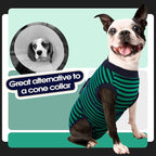 FUAMEY Dog Surgery Recovery Suit, Surgical Suit for Dogs Onesie for Surgery | Cone Alternative after Surgery, Abdominal Wound Protector, Onesie for Dogs after Surgery Spay Neuter, Green Black Stripes S