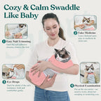 Supet Cat Grooming Wrap for Cutting Nails, Self-Adhesive Calm Cat Swaddle | Bite-Proof Mesh Hood & Thick Waist Strap Anti-Escape Anti-Scratch Bag for Nail Trimming, Medication, Ear Cleaning (Pink M)