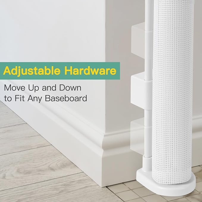 Reinforced 60" Wide Retractable Baby Gate with Reinforced Rods, 5 ft Retractable Dog Gate Indoor/Outdoor Baby Gate Retractable Gate - Bottom Anti-Escape, White | Indoor/Outdoor Retractable Dog Gate, Space-Saving, Easy One-Hand Operation, Scratch-Resist...