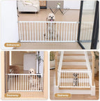 10''-15.8'' Height Adjustable Dog Gate, Extra Wide 18.1"-53" All Metal Short Dog Gate to Step Over, Pressure Mount Small Pet Puppy Gate for Stairs & Doorways(White)