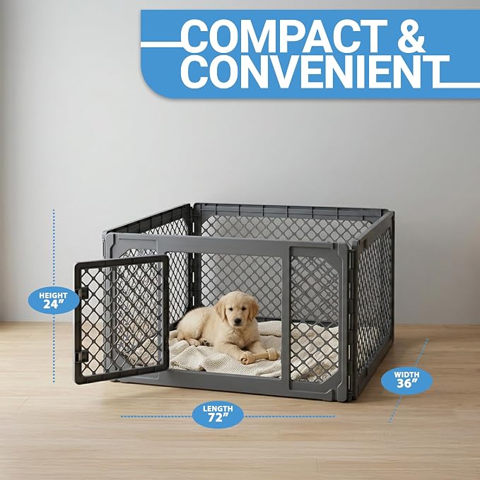 4-Panel Modular Dog and Puppy Playpen, Indoor/Outdoor Pet Enclosure