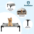 Elevated Dog Bed - 24.5x18.5-Inch Portable Pet Bed with Non-Slip Feet - Indoor/Outdoor Dog Cot or Puppy Bed for Pets up to 25lbs by PETMAKER (Gray)