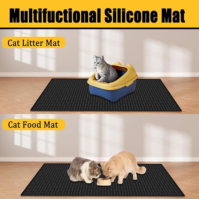 40"x30"(100cmx75cm) Extra Large Silicone Cat Litter Mat, XXL Litter Trapping Mat for Under Litter Box, Non-Slip Waterproof Kitty Litter Catcher, Easy to Clean Mat for Cats, Avocado Green