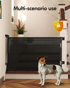 2PCS Retractable Baby Gates, Mesh Dog Gate for Doorways, 33.6" Tall, Expands to 55" Wide,Pet Safety Essential Fit for Baseboards, Wide Toddlers Gates for Hallways, Indoor & Outdoor,Black