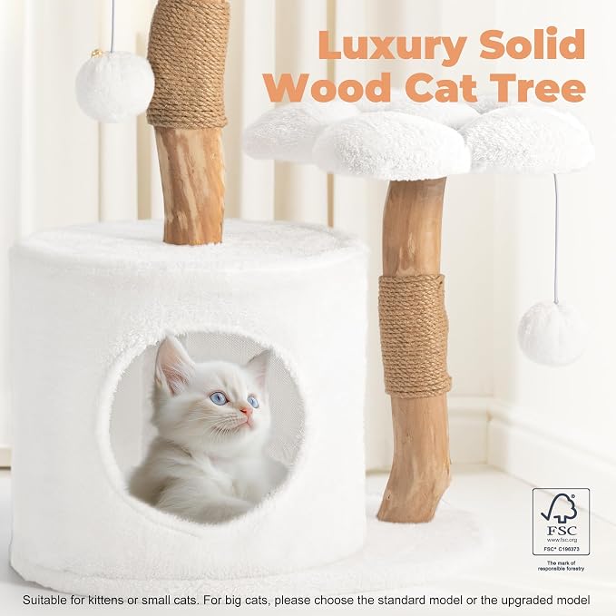 Easyego Modern Cat Tree, 26.3" Aesthetic Wood Cat Tree Tower for Large Cats