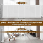 Miumoon 150 inch Reinforced Retractable Baby Gates 42 inch Tall | Retractable Dog Gate with No Crawl Through Reinforced Strip, 12 FT Extra Wide Retractable Gate for Indoor/Outdoor