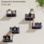 13-in-1 Cat Wall Shelves, Moon & Bridge Cat Wall Furniture, Grey | Wall Mounted Cats Shelf Set with Plush Fabric, Cat Climbing Systems for 16 Inch Drywall, Condo, Scratching Post, Space-Saving