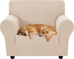 XINEAGE Stretch Armchair Slipcover, Non-Slip Pet Couch Cover,Beige Yellow | Washable Furniture Protector, Elastic Bottom, Dogs & Cats Friendly, Scratch-resistant, Fast Setup, High Elasticity