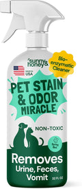 Sunny & Honey Pet Stain and Odor Remover Spray for Carpets, 32floz Mint | USA Made - Enzyme Cleaner for Dog Urine & Poop - Eliminates Set In Stains - Color Safe - For Rugs, Furniture & Car Seats