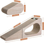 PAWZ Road 28.3" Cardboard Cat Scratcher Triangle 2 in 1 Cat Scratching Ramp | Incline Cat Scratching Pad,Cardboard Scratching Post Double as Cat Tunnel Scratcher with Interactive Toy Balls for Indoor Cat