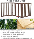 Dog Gate Indoor, Freestanding Dog Fence for The House, Doorways, Hallways,or Stairs,Pet Gate Foldable Wooden,Expandable 24" Height 3 Panels,Brown