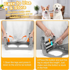 COMESOON Elevated Dog Bowls for Small Medium Dogs, 3 Height Adjustable Raised Stand with 2 Thick 6" Stainless Steel Food Bowls, Non-Slip Feeder Adjusts to 2.75", 6", 7.5", Grey