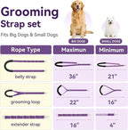 Dog Grooming Arm for Table, H-Shape Adjustable Grooming Stand, 42" Height & 26"–50" Width, Clamp-On Pet Grooming Arm with Grooming Loop and Belly Strap Set for Home Grooming, Nail Trimming & Drying