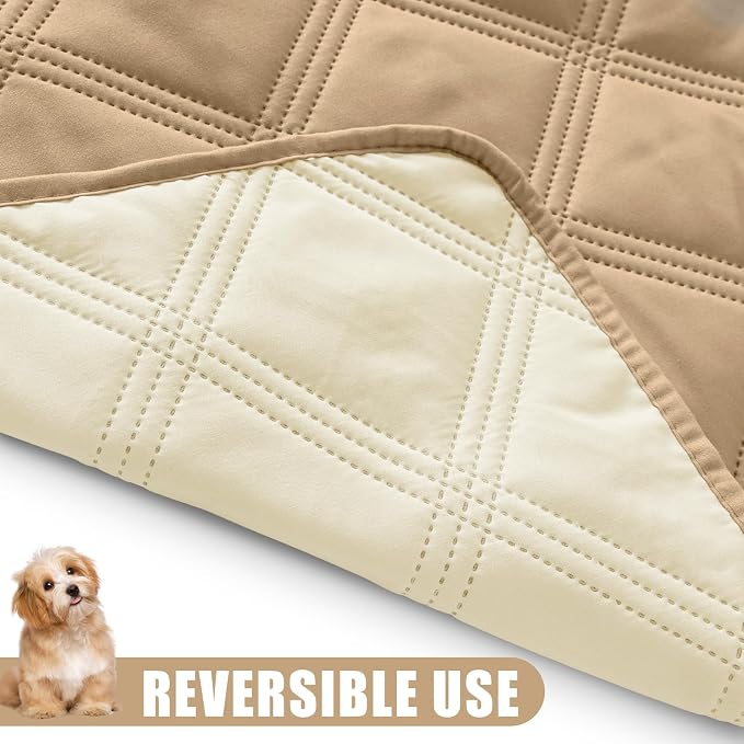 Smiry Waterproof Dog Bed Cover, Reversible Pet Blanket for Sofa Couch | Soft Washable Dog Blanket, Leakproof Couch Cover for Dogs Cats & Furniture Protection, 82x82, Camel/Beige