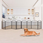 SNUOWU 8 Panels Full Matel Freestanding Dog Gates with Door, 192"Extra Wide 32"Tall Free Standing Dog Pet Gate for Indoor & Outdoor. Foldable Pet Fences for Doorways, House, Stairs, Porch, Deck, Yard