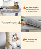 SYANDLVY Small Cat Tree for Indoor Cats, Activity Cat Tower with Scratching Post for Kittens, Cat Bed & Furniture with Basket & Hanging Ball for Play Rest | Scratching Post, Cat Bed & Furniture with Basket & Hanging Ball for Play Rest, Grey