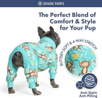 Spark Paws Dog Pajama, Dog Recovery Suit Male, Onesie, Ultra-Soft and 4-Way Stretch, for Small Medium and Large Breeds - Monkey Business - XL
