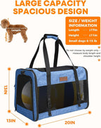 Foldable Cat Dog Carrier for Pets up to 15 Lb, Blue | Top & Side Entry, Soft-Sided Pet Carrier with Ventilated Anti-Scratch Mesh & Car Seat Buckle for Car Travel, 20×13×13 in
